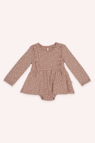 Panço Yenidoğan Desenli Gül Rengi Body Elbise Pembe 2421GN26001