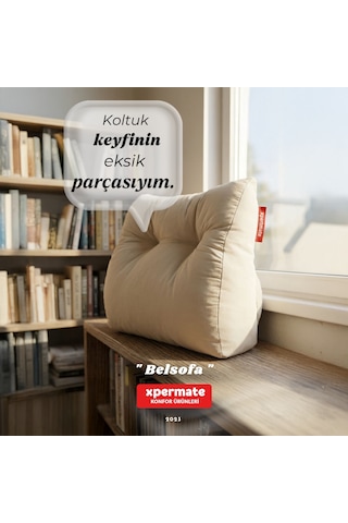 Belsofa Bel Ve Sırt Destek Yastığı Kanepe, Berjer, Tv Ve Oyuncu Koltuğu İçin Sırt Yastığı Bej