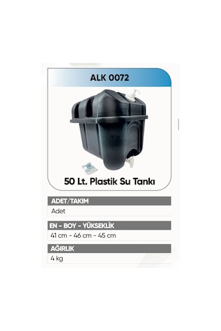 Alkotek Dorse 50 Lt.su Tankı Plastik Siyah