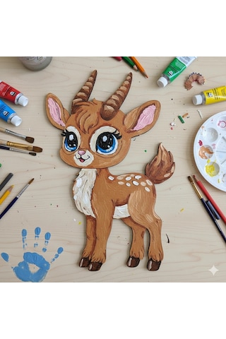 Boyanabilir Ahşap Geyik Figürü 16x10 Cm 10 Adet