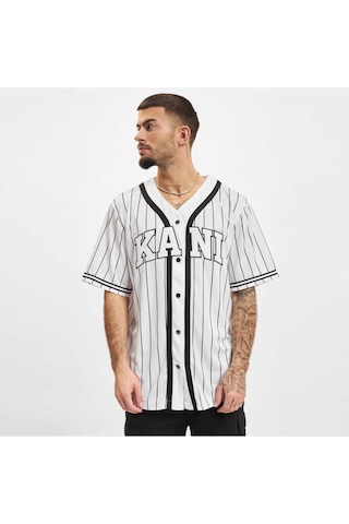 Karl Kani Serif Pinstripe Baseball Erkek Beyaz Gömlek Düz Km221-115 Beyaz
