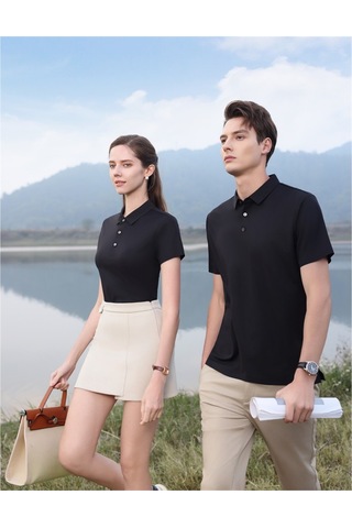 New Performance Premium Polo T-shirt 67.1% Nylon 22.0% Pamuk 10.9% Spandex Siyah