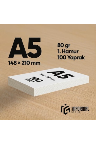 İnformal Fotokopi Kağıdı Premium Kalite A5 80 Gr 100 Yaprak