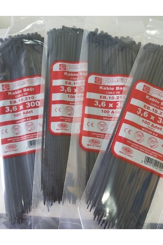 Pemsan 3.6X300 Plastik Cırt Kelepçe Kablo Bağı Siyah 100'Lu Paket