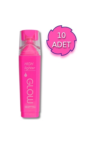 Gıpta Glow Kesik Uç Neon Pembe Fosforlu Kalem 10 Adet Pembe