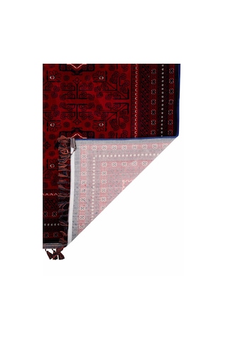 Elvey Home Afgan Vintage Kaymaz Taban Gerçek Kadife Bambu Sık Dokuma Otantik Dekoratif Zamansız Tasarım Halı Bordo