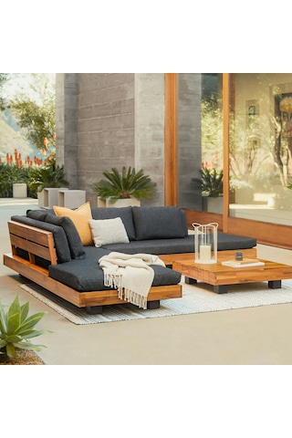 Rhiaconcept Asos Bahçe,balkon Ve Teras Köşe Takımı Ceviz