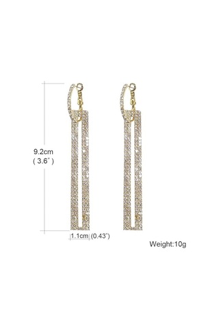 Altın Geometrik Dikdörtgen Kübik Zirkonyum Yapay Elmas Uzun Dam Gold