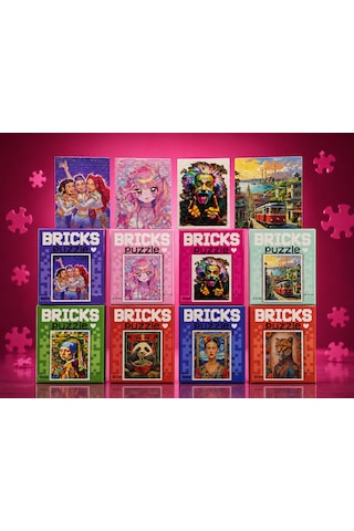 Bricks Puzzle Premium 100 Parça 8'li Set 8 Adet Full Paket