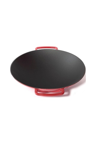 Sürel Wok Tava 35 Cm Kırmızı Demir Döküm Renkli