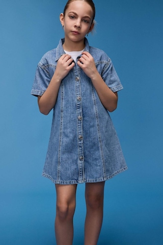 DeFacto Kız Çocuk Gömlek Yaka Kısa Kollu Pamuklu Yazlık Jean Elbise E1762A825SMNM39