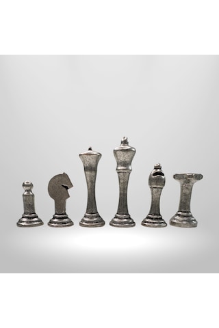Mc01 Metal Satranç Takımı - Gerçek Ceviz Tahta - El Yapımı