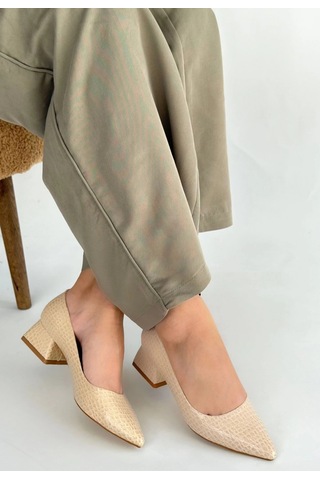 Meort Bej Rugan Topuklu Ayakkabı Bej