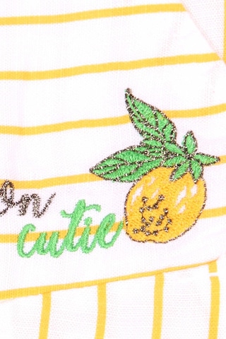 İrem Kız Çocuk Lemon Yazı Desenli Cepli Yanı Fermuarlı Sarı Renk Kapri Tulum