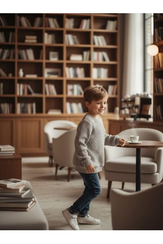 Zekids Erkek Çocuk Dokulu Kumaş Kazak-16353 Gri