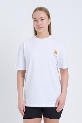 Velvoria Unisex Oversize Beyaz Campfire T-shirt