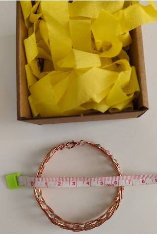Amazonit Taşlı Bakır Bileklik Çok Renkli
