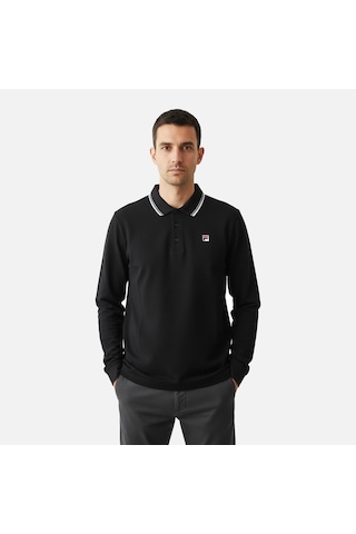 Siyah Fila Erkek Günlük Polo Yaka Sweatshirt Biella Tipped Fam1096.80010 Siyah