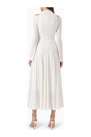 Eegen Studio Diep Dönüştürülebilir Kemerli Elbise Rib - Knit, Off - Shoulder Beyaz