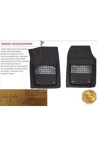Ford Connect 2005 Uyumlu 3 Cm Havuzlu 5 Parça Set 4d Paspas Takımı Siyah - Gri