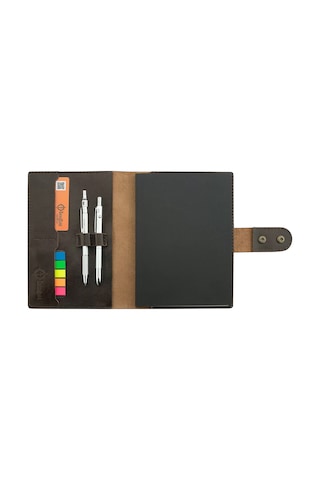 A5 Defter Ve Ajanda Kılıfı - %100 Tiesto Deri - Ko10002 - Koyu Kahverengi Koyu Kahverengi
