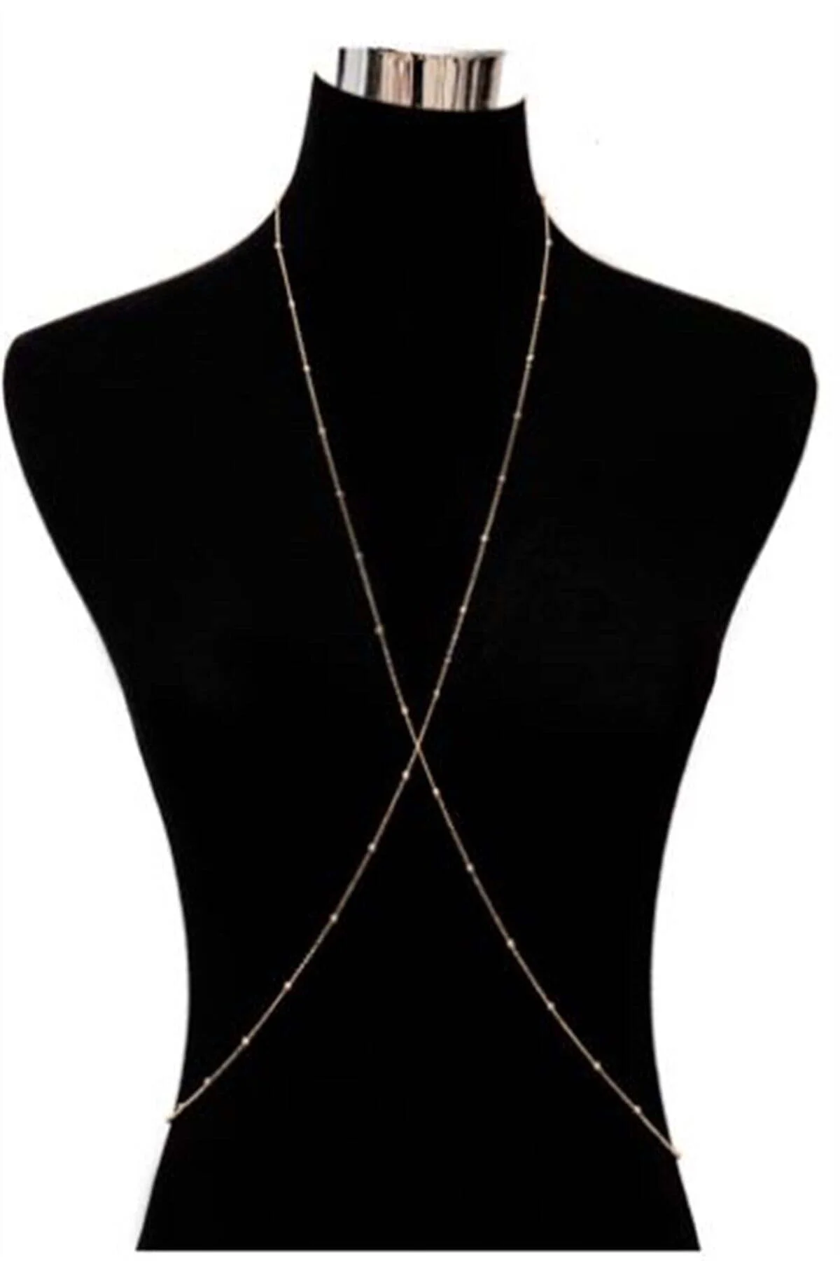 Altın Kadın Mini Top Boncuklu Stylish Vücut Zinciri