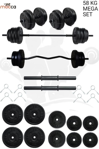 58 Kg Z-Barlı MEGASET Halter Seti Ve Dambıl Seti Ağırlık Fitness Seti 58 Kg Z-Barlı MEGASET Halter Seti Ve Dambıl Seti Ağırlık Fitness Seti
