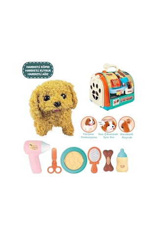 Jnd-3615-1 Taşıma Çantalı Hareketli Pilli Köpek Set Pet Shop -vardem Oyuncak Standart