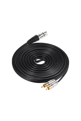 Besthome1 5m Siyah Xlr Dişi 2 Rca Erkek Stereo Ses Kablosu - Mikser, Ampüly Bağlantısı, Kesintisiz Sinyal