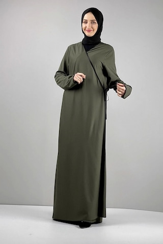 Moda Çizgi Namaz Elbisesi Haki