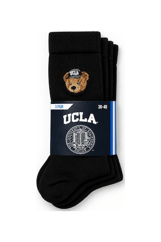 UCLA Cullen 3'lü Siyah Haki Lacivert Uzun Pamuklu Jakarlı Standard Fit Unisex Çorap Siyah-haki-lacivert