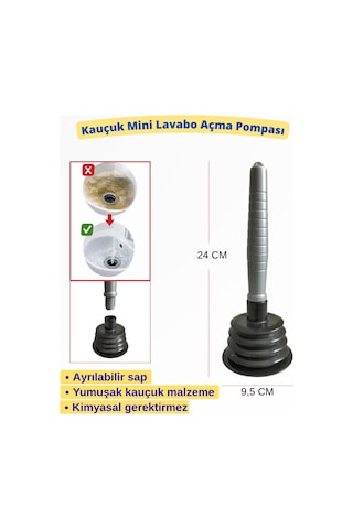 Kauçuk Küçük Lavoba Gider Açma Pompası