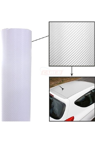Beyaz Karbon Folyo 3D Hava Kanallı Kaplama Folyosu 152 Cm