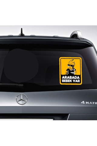 Arabada Bebek Var Sticker - Araba Oto Araç Sticker - 00650 25X21 Cm