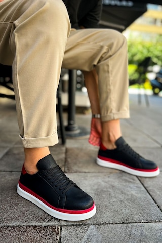 Northal Mn979 - Santoni Gbt Spor Erkek Ayakkabı Sıyah/kırmızı Siyah - Kırmızı