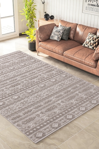 Bonnie Bo1259k Kahve Halı Loop Sisal İskandinav Desen Pamuk Taban Tozuyok Salon Mutfak Koridor Kahverengi