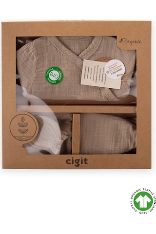 Cigit Organik Hastahane Çıkışı Bebek Takımı 0-3 Ay Vizon Vizon