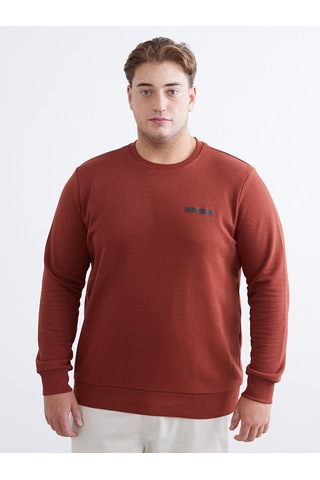 Lcwaıkıkı Classic Turuncu Bisiklet Yaka Baskılı Erkek Sweatshirt