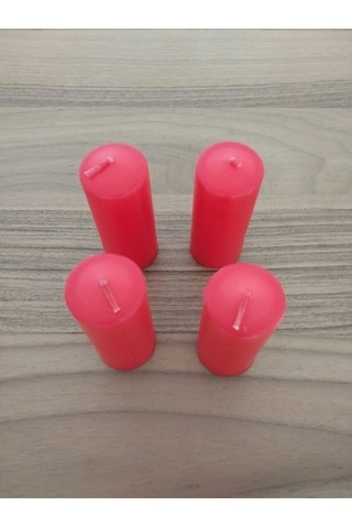 4'Lü Kokusuz Kırmızı Bozkurt Silindir Mum 3.5*9Cm (361458268)