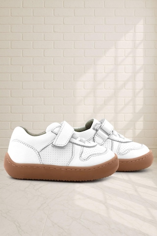 Rakerplus Bob Hakiki Deri Beyaz Barefoot Cırtlı Lastikli Bebek Sneaker Ayakkabı Beyaz