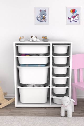 Zen Çok Amaçlı Oyuncak Dolabı 10 Sepetli - Beyaz 2d2k6u Beyaz