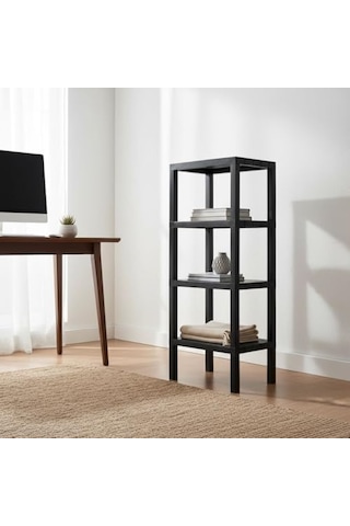 4 Katlı Köşe Rafı Banyo, Mutfak Ve Kiler İçin Yer Tasarruflu Organizer Çok Amaçlı Plastik Raf 4 Farklı Renk Seçeneği 38x29x100cm Siyah