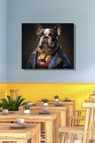 Karetekli Kanvas Tablo Modern Salon Mutfak Yatak Odası Ofis Aristokrat Fransız Bulldog 780