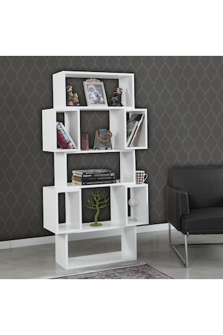 Pasifichome Box Raflı Kutulu Beyaz Kitaplık / Çalışma Odası Kitaplık