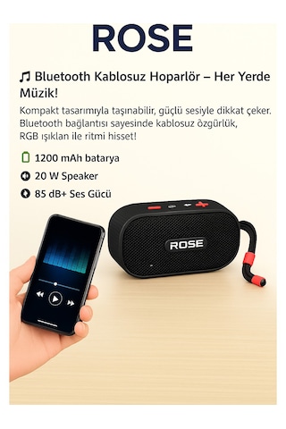 Rose Sp-503 Taşınabilir Bluetooth Hoparlör