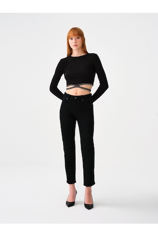 LOFT Crop Kadın Bluz U.kol Lf2037734 Q1.v1 Siyah