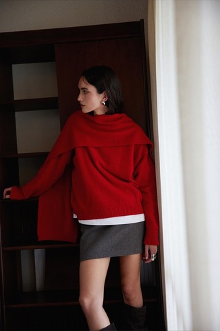 Suud Collection Kırmızı Bella Oversize Kazak