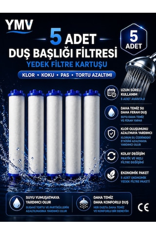 Ymv 5 Adet Duş Başlığı Yedek Filtresi Kireç Pas Tortu İçin Filtreli Duş Başlığı Filtresi Beyaz