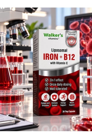 Walker's Vitamins Lipozomal B12 Demir C Vitamini Methylcobalamin Metilkobalamin Krom Pikolinat 30 Enerji Kapsül