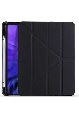 Apple Uyumlu iPad, Air 11inç M2 2024 Kılıf Kalem Bölmeli Trifolding Case A2902 A2903 A2904